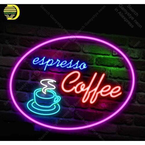 Neon Sign Espresso Coffee Neon Signs for Restaurant Glass Tubes Neon Bulbs Signboard decorate Room wall Handcraft Beer Bar sign