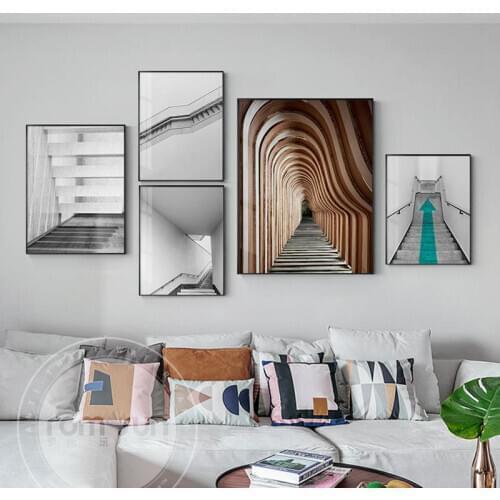 Nordic Artistic Architecture Poster Special Corridor Full of Space Art Posters and Prints Wall Pictures for Living Room HD Deco