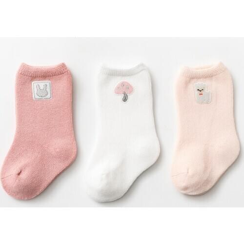 3 Pairs/Lot Baby Socks Cartoon Embroidery Standard Cotton Socks For Boys Girls Newborn Spring and Autumn Breathable Socks