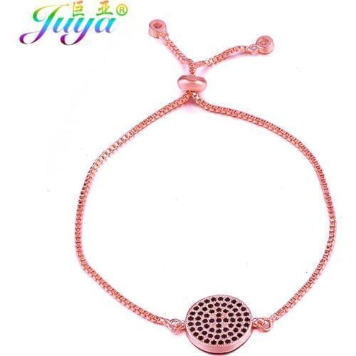 Wholesale Drop Shipping Fashion Jewelry Manufacturer Zircon Bling Connector Charms With Gold Chains Women Girls Charm Bracelets