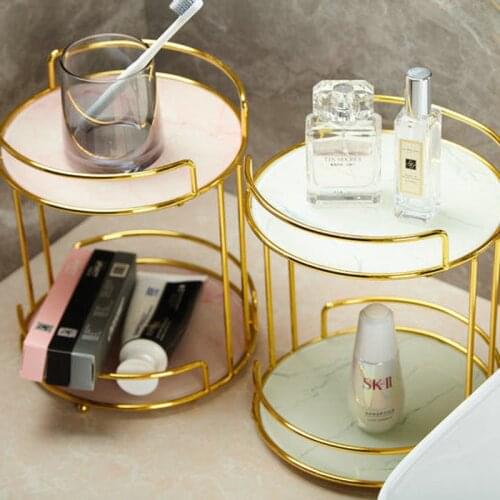 Nordic Vanity Tray Double-deck Cosmetics Storage Tray Creative Dressing Table Desktop Racks Princess Finishing Rack Jewelry Tray