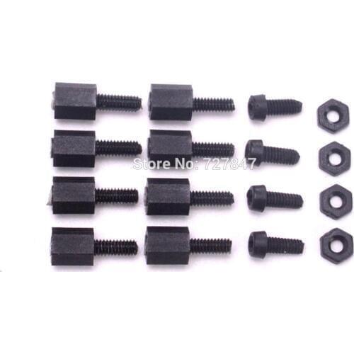 Flight Controller M2 Nylon Black Screw Nut Thread Spacers Plastic Screws Mounting Hardware Fixing Screws for Mini F3 / F4
