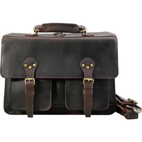 Tiding Hot retro crazy horse leather briefcase shoulder bag travel backpack European and American fashion mens bag 1102