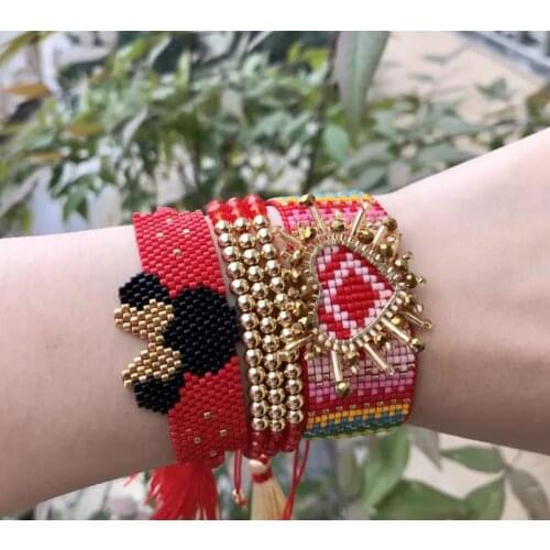 The latest fashion rainbow color miyuki red heart bracelet simple design personality bracelet for girlfriend gift