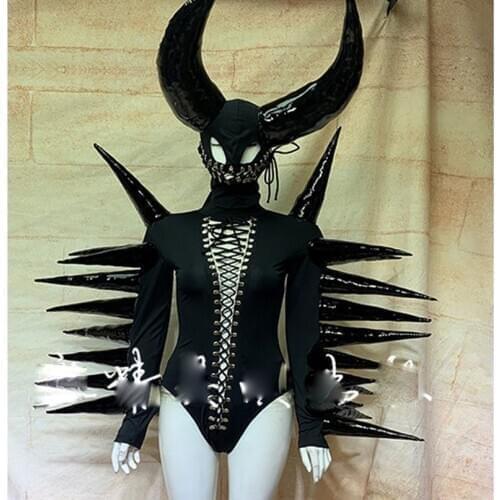 Sexy Halloween black costume customized personal performance art nightclub bar party show stage dance wear