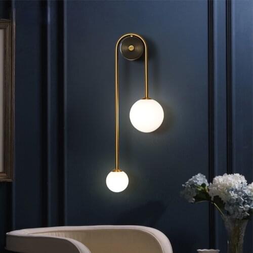 Modern Led Wall Lamp Glass Ball Bedroom Bedside Creative Background Nordic Lighting Luxury Living Room Sconce Aisle Decor Lights