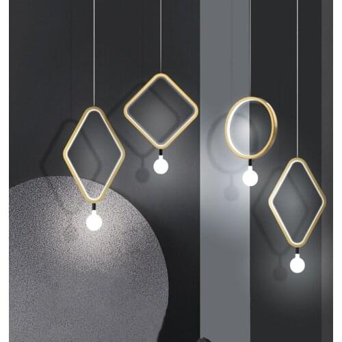 Modern Led Pendant Light Ring Bedside Simple Bedroom Nordic Restaurant Bar Glass Indoor Lighting Luxury Luminaire Decor Lamp