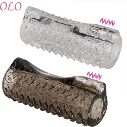 OLO Vibrating Sleeve Sex Toys For Men Gay Penis Exerciser Male Masturbator Penis Sleeve Cock Ring Ejaculation Delay