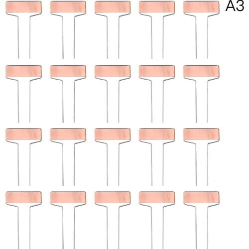 Plant Label Stake Tags 4/6/8/10" High Stainless Steel 20pcs Waterproof T-type Reusable Brass Gardening Markers