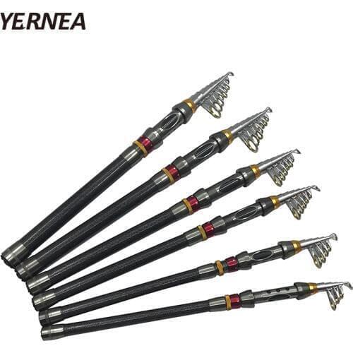 Yernea Carbon Portable Fiber Telescopic Fishing Rod Spinning Pole Hand Fishing Tackle Sea Ocean Rod 1.8M 2.1M 2.4M 2.7M 3.0M 3.6