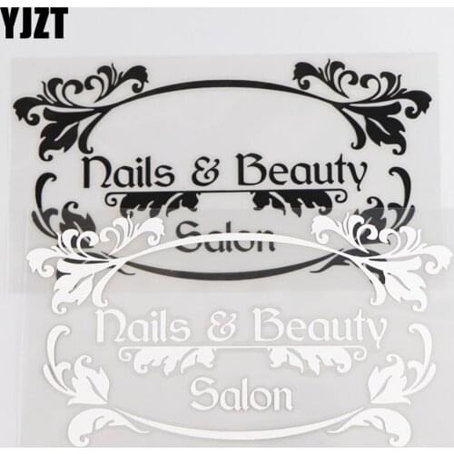 YJZT 18.2×9.8CM Nails And Beauty Salon Vinyl Car Sticker Personality Cartoon Decal Art Fashion Black/Silver 4C-0441