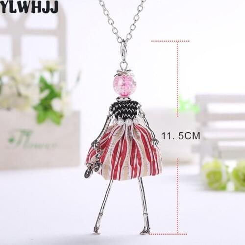 YLWHJJ brand new women Handmade red dress Doll Pendants Fashion Statement jewelry girls maxi necklace & pendant Collar femenino