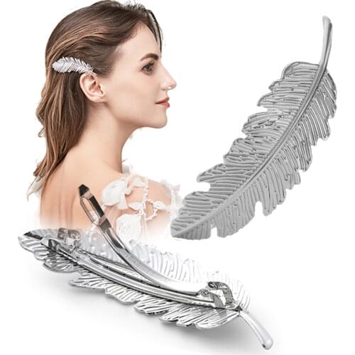 Hair Leaf Feather Jewelry Hair Barrette Clip Hairpin Bobby Pins Accessories Women Bridal Wedding Anniversary Party Jewelry