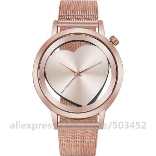 100pcs/lot No Logo 8687 Hollow Out Heart Design Mesh Belt Watch Creativity Lady Watch Couple Gift Watch Factory Wholesale Clock