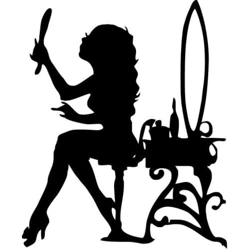 11.6cm*14cm Pretty Girl Make Up Creative Vinyl Stickers Decals Motorcycle Black/Silver S3-4996