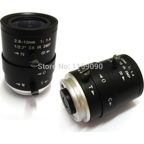 2Pcs 2.8-12mm Manual Zoom Focal HD 2mp cctv IR 1/2.7" 1:1.4 lens CS Mount for Security IP Camera