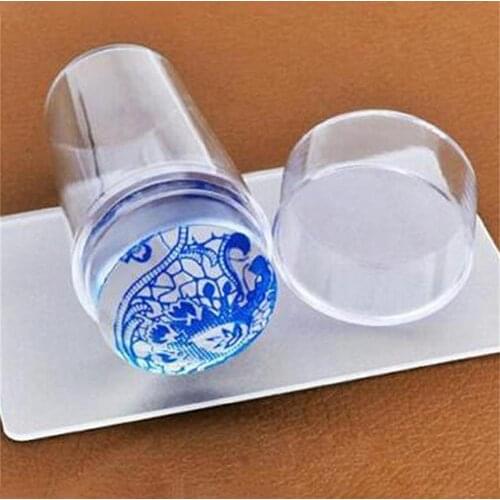 2 in 1 Nail Art Stamper Clear Jelly Nail Art Stamping Kit Easy to Use, Soft Stamper Scraper Manicure Tool DIY Nail Design