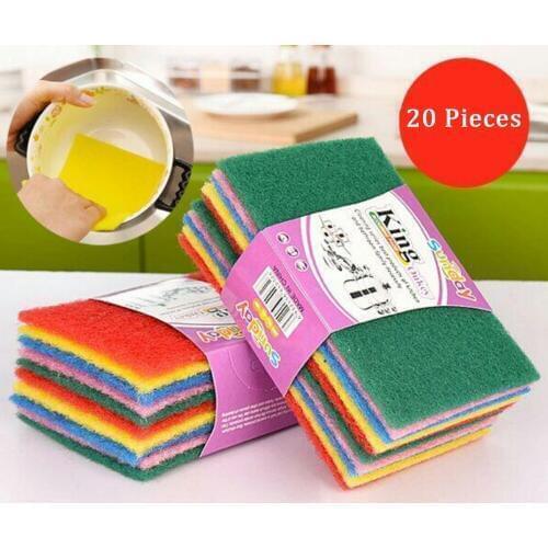 20 Pieces Plus Hard Color Scouring Pad Dish Cloth Dish Cloth Sponge Rag Kitchen Non-stick Oil Brush Bowl Cloth