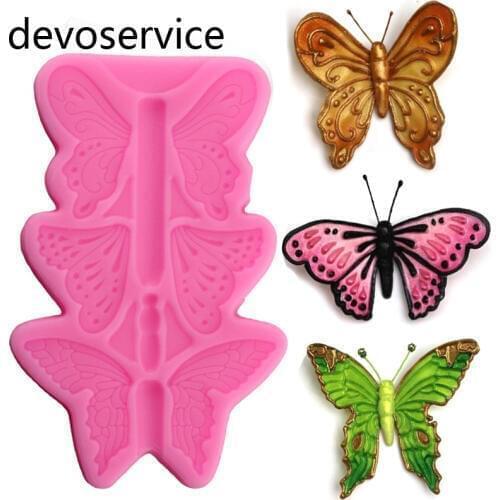 2020 New Arrival Cake Border 3D Butterfly Silicone Mold Fondant Molds Cake Decorating Tools Candy Clay Gumpaste Chocolate Moulds
