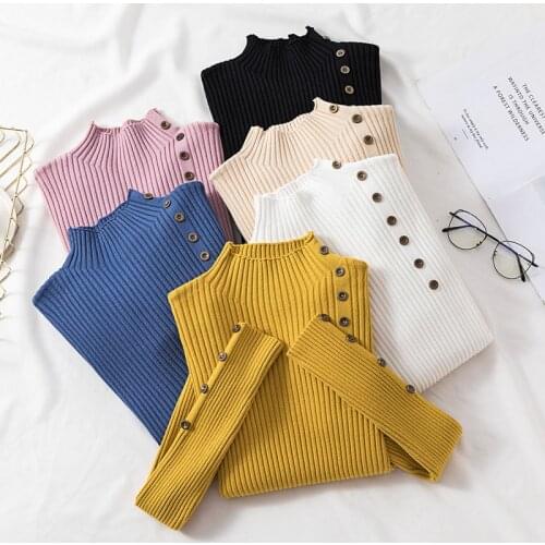 2021 autumn winter pullover loose languid lazy web celebrity sweater turtleneck small fresh sweet long sleeve blouse white short