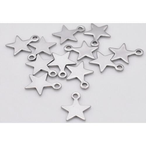 30pcs/lot 10x9mm and11x10mm and17x14mm Stainless Steel Material Star Charms Pendant DIY Handmade Jewelry Accessories