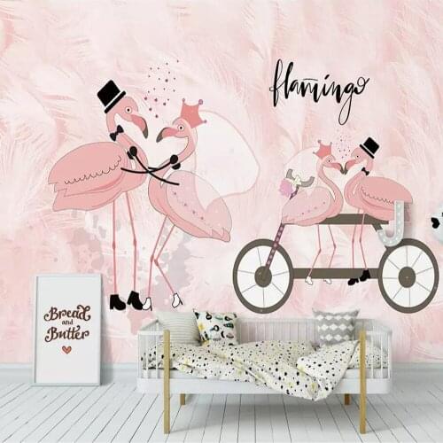 Milofi custom 3D wallpaper mural Nordic couple flamingo children room living room bedroom wall decoration wallpaper