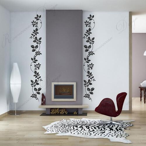 4pcs/set Floral And Leaves Wall Stickers Modern Home Decor Living Room Bedroom Decals Interior Design Furniture Door Murals 3A73