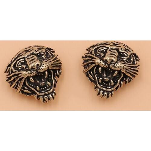 5 pcs Solid brass tiger head design conchos screwback rivets leather craft bag wallet garment decoration