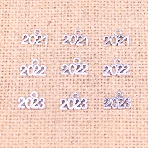 50pcs Year Number 2021 Charms DIY Necklace Pendant Making Findings Handmade Jewelry 14*9mm