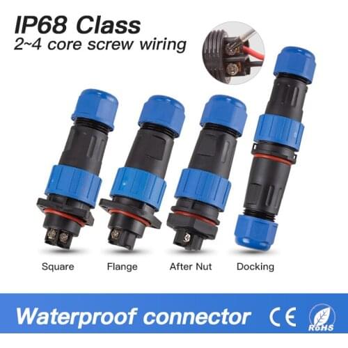 IP68 Aviation Plug Socket 2 3 4 Pin 6-14.5mm Cable Connector 380V 25A Screw Weld-free Male Female Waterproof Connectors