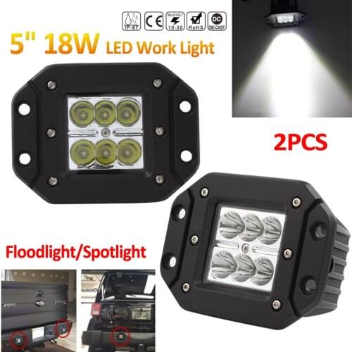 2x 18W 12/24V Car work Light 2000LM Waterproof LED Work Lightbar Food Spot Combo for Motorcycle Tractor Boat 4WD Offroad SUV ATV