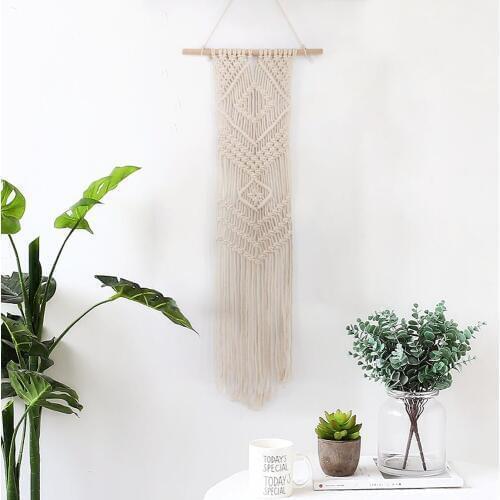 Bohemian Macrame Wall Hanging Tapestry Woven Cotton Handmade Fabric Farmhouse Dorm Room Home Decoration Boho Art Decor