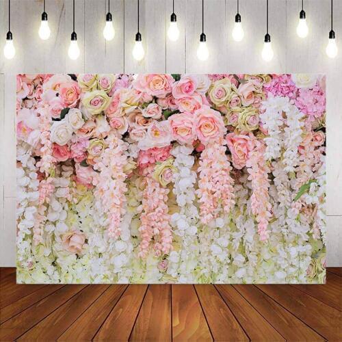 Flower wedding backdrop pink floral bridal shower background for photo studio happy birthday floral theme party decoration props