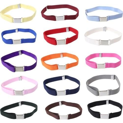 L93F Children Kids Solid Color Unisex Canvas Belts Boys Girls Elastic Belt Adjustable