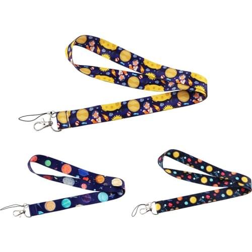 E3181 Cartoon Planet Astronaut Multi-function Mobile Phone Strap Neck Lanyard for key Badge Neck Strap Webbing Lanyard