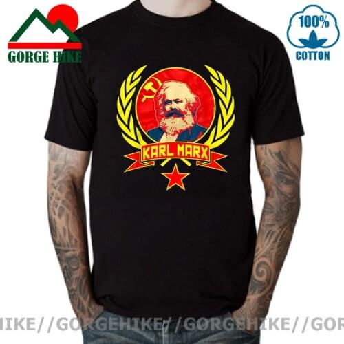 Mens T-Shirts Karl Marx Workers Unite Novelty Pure Cotton Tees Communism Marxism Socialism T Shirts Crew Neck Tops New Arrival