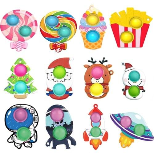 Fidget Toys Antistress Bear Mini Keychain Push Bubble Silicone Sensory Toys Relieving Stress Children Lovers Gift Simpl Dimmer