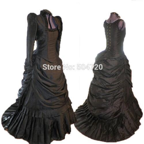 Tailored!black Duchess Queen Marie Antoinette Period Masquerade Theatre Civil war Gown dress HL-261