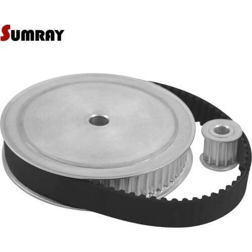 SUMRAY HTD5M Timing Pulley Belt Kit Reduction 1:5 5M 12T 60T Pulley Wheel 5M-395 Timing Belt Engraving Machine Gear kit