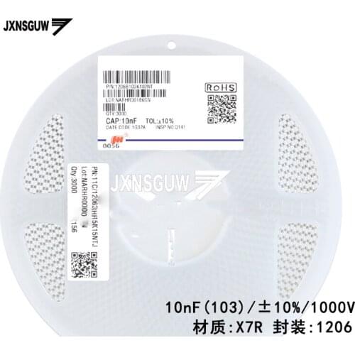 100PCS Chip capacitors 1206 10% 1kV X7R 2.2nF 3.3nF 4.7nF 10nF 220pF 470pF 222 332 472 103 221 471 FH