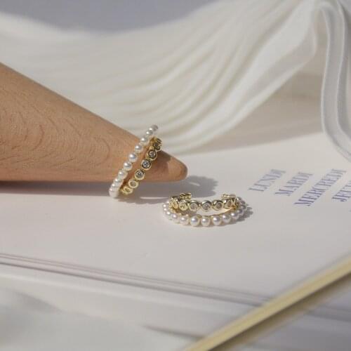 Korean temperament imitation pearl micro-inlaid zircon ear bone clip without pierced gentle delicate earrings for women