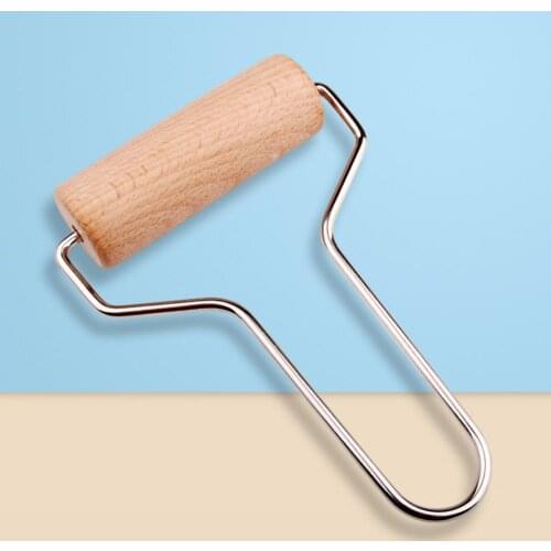 Round Stainless Iron Handle Mud Roller Wood Roller