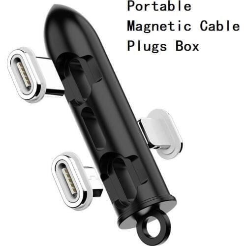 Posugear Magnetic Cable Plug Box Type-C Micro USB C 8 Pin Ellipse Magnet Plug Phone Cable Magnetic Plugs 3 in 1 Connector Case