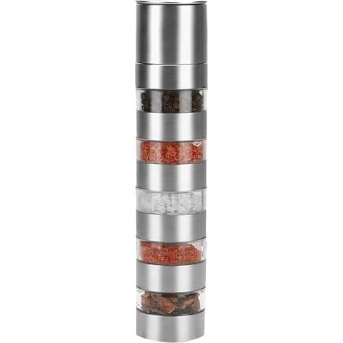 HOT-Salt and Pepper Grinder, Stainless Steel Salt Grinders and Pepper Mill Set with Adjustable Ceramic Rotor