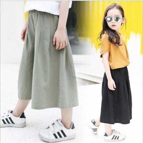 Fashion Summer Girl Shorts Skorts Children Kids Pure Color Wide Leg Shorts Waistband Shorts for Kids Fashion Girls Clothing