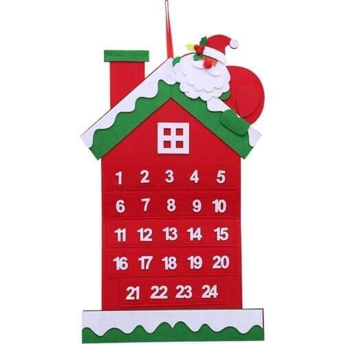 Christmas Hanging Advent Calendar Countdown To Santa Claus House Gift Ornaments Decorations Santa Claus Calendar with Small Pock
