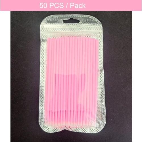 50Pcs/set Disposable Pink Cotton Swabs Eyelash Brushes Cleaning Swab Extension Cosmetic Tool for Make up Stick Eyelash