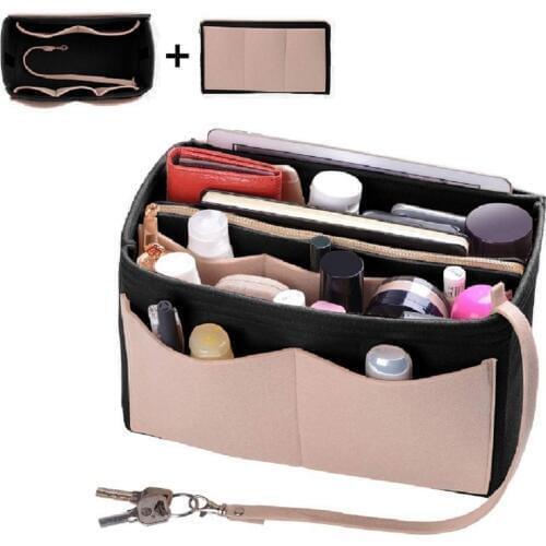 Purse Organizer,Felt Bag Organizer Insert Shaper Purse Organizer with Zipper Fit all kinds of Tote/purses Cosmetic Toiletry Bags