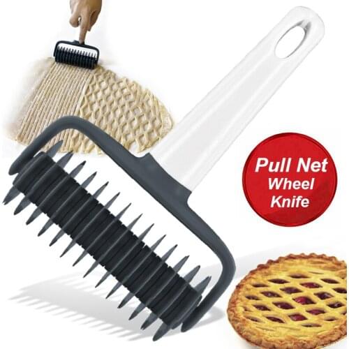 Pie Pizza Cookie Plastic Noodle Cutter Mesh DIY Modeling Tool Pastry Baking Embossing Dough Roller Lattice Wheels
