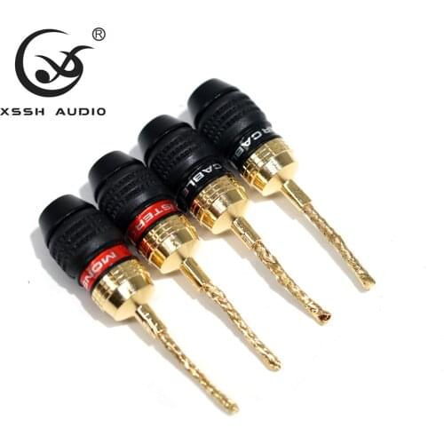 8pcs YIVO XSSH audio CD Amplifier Male Speaker Connector Hi-end Brass copper plating gold Banana plugs Plug Jack